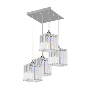 Závěsné svítidlo „Casino“, 4xE27, Max. 60 W, chromovaný kov / průhledný PVC kabel / průhledný křišťálový stínidlo, 33 cm small 0