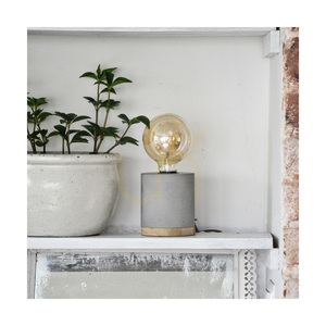 Stolní lampa Cesar, 1xE27, Max. 25 W, olejovaný dub / šedý beton / černý opletený kabel, Ø 10 cm small 2