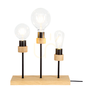 Stolní lampa Chandelle, 3xE27, max. 25 W, olejovaný dub/černý kov/černý opletený kabel, 35 cm small 1