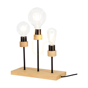 Stolní lampa Chandelle, 3xE27, max. 25 W, olejovaný dub/černý kov/černý opletený kabel, 35 cm small 3