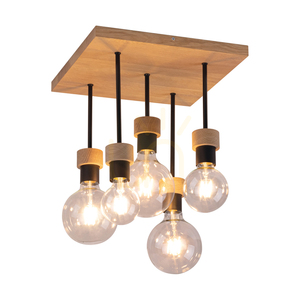 Stropní svítidlo Chandelle, 5xE27, Max. 40 W, olejovaný dub/černý kov, 34 cm small 1
