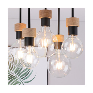 Stropní svítidlo Chandelle, 5xE27, Max. 40 W, olejovaný dub/černý kov, 34 cm small 3