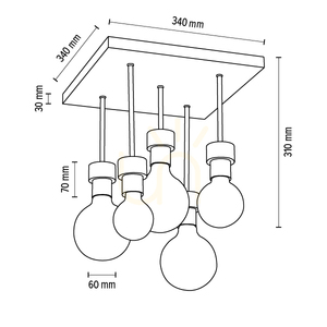 Stropní svítidlo Chandelle, 5xE27, Max. 40 W, olejovaný dub/černý kov, 34 cm small 4