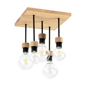 Stropní svítidlo Chandelle, 5xE27, Max. 40 W, olejovaný dub/černý kov, 34 cm small 0