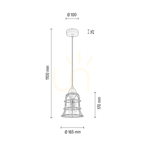 Závěsné svítidlo Chicka, 1xE27, Max. 60 W, bříza/černý kov/černý PVC kabel/stínidlo z čirého skla, Ø 16,5 cm small 2