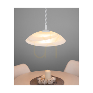 Kruhové závěsné svítidlo, 1xE27, Max. 60 W, bílý plast / bílý skleněný stínidlo, Ø 35 cm small 2
