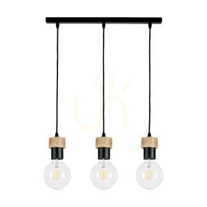 Závěsné svítidlo Clarte, 3xE27, Max. 60 W, olejovaný dub / černý kov / černý opletený kabel, 55 cm small 0