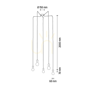 Závěsné svítidlo Clarte, 5xE27, Max. 60 W, olejovaný dub / černý kov / černý opletený kabel, Ø 15 cm small 5