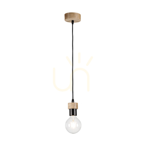 Závěsné svítidlo Clarte Wood, 1xE27, Max. 60 W, olejovaný dub / černý kov / černý opletený kabel, Ø 10 cm small 1