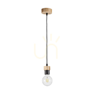 Závěsné svítidlo Clarte Wood, 1xE27, Max. 60 W, olejovaný dub / černý kov / černý opletený kabel, Ø 10 cm small 0