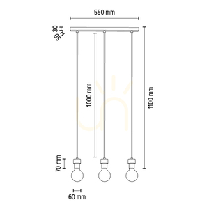 Závěsné svítidlo Clarte Wood, 3xE27, Max. 60 W, olejovaný dub / černý kov / černý opletený kabel, 55 cm small 5
