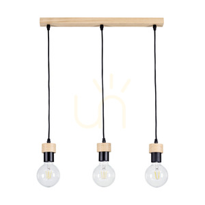 Závěsné svítidlo Clarte Wood, 3xE27, Max. 60 W, olejovaný dub / černý kov / černý opletený kabel, 55 cm small 0
