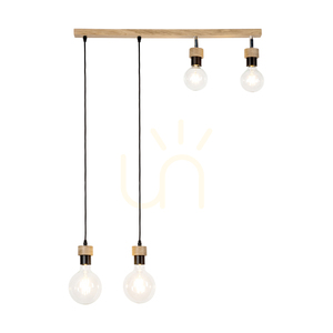 Závěsné svítidlo Clarte Wood, 4xE27, max.. 25 W, olejovaný dub / černý kov / černý opletený kabel 75 cm small 1