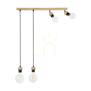 Závěsné svítidlo Clarte Wood, 4xE27, max.. 25 W, olejovaný dub / černý kov / černý opletený kabel 75 cm small 2