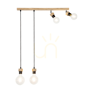 Závěsné svítidlo Clarte Wood, 4xE27, max.. 25 W, olejovaný dub / černý kov / černý opletený kabel 75 cm small 3