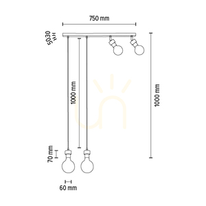 Závěsné svítidlo Clarte Wood, 4xE27, max.. 25 W, olejovaný dub / černý kov / černý opletený kabel 75 cm small 6