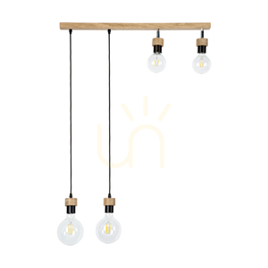 Závěsné svítidlo Clarte Wood, 4xE27, max.. 25 W, olejovaný dub / černý kov / černý opletený kabel 75 cm small 0