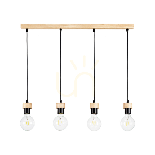 Kontrola Závěsné svítidlo Clarte Wood, 4xE27, max.. 60 W, olejovaný dub/černá, 75 cm