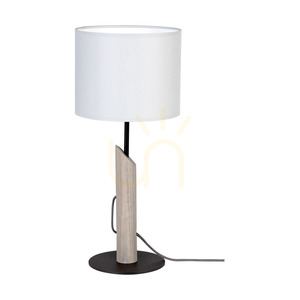 Stolní lampa Colette Grey, 1xE27, Max. 40 W, borovice mořená do šeda, černý kov, černý opletený kabel, šedý stínidlo, Ø 20 cm small 0