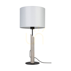 Stolní lampa Colette Grey, 1xE27, Max. 60 W, borovice mořená do šeda, černý kov, černý opletený kabel, šedý stínidlo, Ø 27 cm small 0