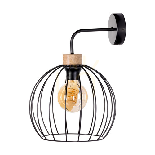 Kontrola Nástěnné svítidlo Coop 1xE27 Max. 60 W, olejovaný dub / černý kov, 28 cm