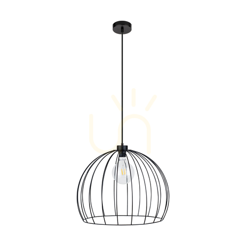 Kontrola Závěsné svítidlo Coop 1xE27 Max. 60 W, černý kovový/černý PVC kabel, Ø 49 cm