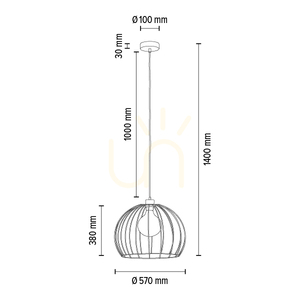 Závěsné svítidlo Coop 1xE27 Max. 60 W, černý kovový/černý PVC kabel, Ø 57 cm small 2