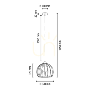 Závěsné svítidlo Coop, 1xE27, Max. 60 W, zlatý kov / černý PVC kabel, Ø 37 cm small 4