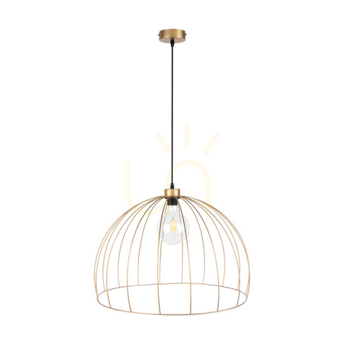 Kontrola Závěsné svítidlo Coop, 1xE27, Max. 60 W, zlatý kov / černý PVC kabel, Ø 57 cm