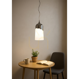 Závěsné svítidlo Daga, 1xE27, Max. 60 W, chromovaný kov / bílé skleněné stínidlo, Ø 18 cm small 3