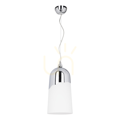 Kontrola Závěsné svítidlo Daga, 1xE27, Max. 60 W, chromovaný kov / bílé skleněné stínidlo, Ø 18 cm