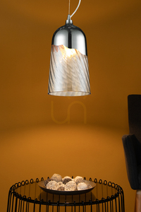 Závěsné svítidlo Daga, 1xE27, Max. 60 W, chromovaný kov / skleněný stínidlo v barvě šampaňského, Ø 18 cm small 3