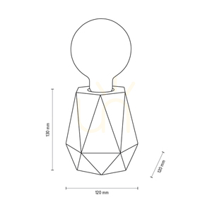 Stolní lampa Diamant, 1xE27, Max. 25 W, bílý beton / černý PVC kabel, Ø 12 cm small 4