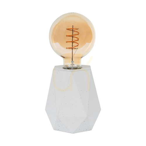 Kontrola Stolní lampa Diamant, 1xE27, Max. 25 W, bílý beton / černý PVC kabel, Ø 12 cm