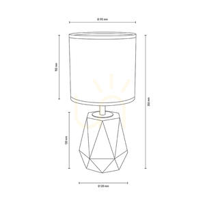 Stolní lampa Diamant, 1xE27, Max. 25 W, betonově šedý/černý PVC kabel/bílý stínidlo, Ø 17 cm small 1