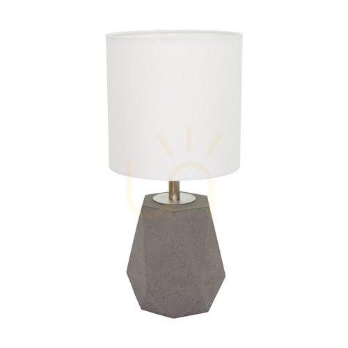 Kontrola Stolní lampa Diamant, 1xE27, Max. 25 W, betonově šedý/černý PVC kabel/bílý stínidlo, Ø 17 cm