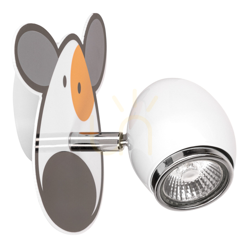 Kontrola Nástěnné svítidlo ve tvaru pejska, 1xGU10, max.. 50 W, bílý/chromovaný kov s motivem psa, 18 cm