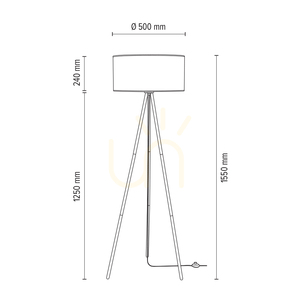 Stojací lampa Dove, 1xE27, Max. 40 W, černý kov / černý PVC kabel / šedý stínidlo, Ø 50 cm small 4