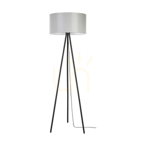 Stojací lampa Dove, 1xE27, Max. 40 W, černý kov / černý PVC kabel / šedý stínidlo, Ø 50 cm small 0