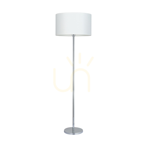 Kontrola Stojací lampa Dove, 1xE27, Max. 60 W, chromovaný kov / průhledný PVC kabel / bílé stínidlo, Ø 50 cm
