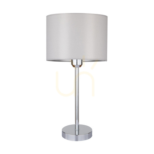 Kontrola Stolní lampa Dove, 1xE27, Max. 40 W, chromovaný kov / průhledný PVC kabel / šedý stínidlo, Ø 25 cm
