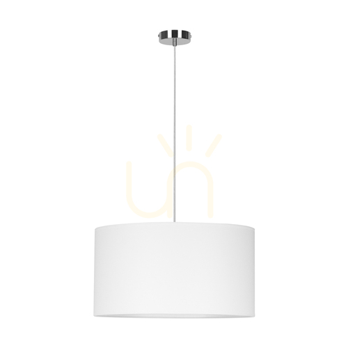Kontrola Závěsné svítidlo Dove, 1xE27, Max. 60 W, chromovaný kov / průhledný PVC kabel / bílé stínidlo, Ø 50 cm
