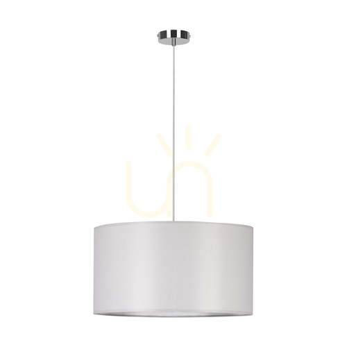 Kontrola Závěsné svítidlo Dove, 1xE27, Max. 60 W, chromovaný kov / průhledný PVC kabel / šedý stínidlo, Ø 50 cm
