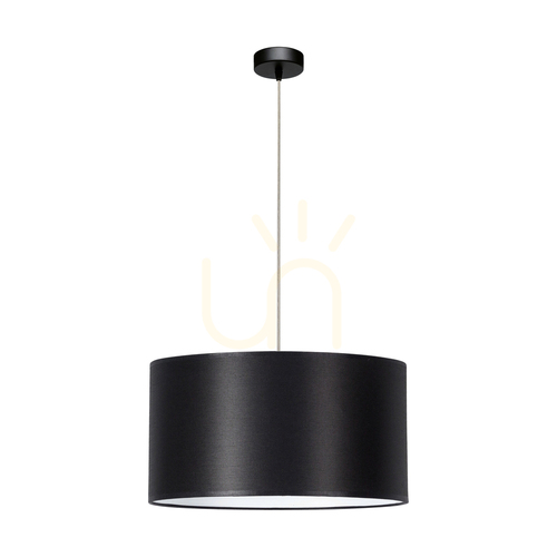 Kontrola Závěsné svítidlo Dove, 1xE27, Max. 60 W, černý kov / průhledný PVC kabel / černý stínidlo, Ø 50 cm