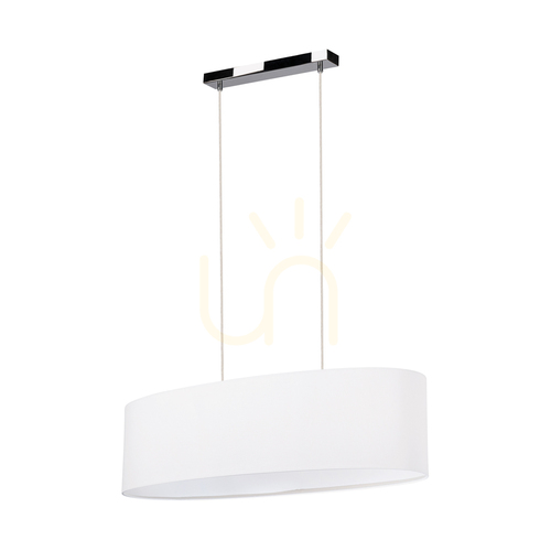 Kontrola Závěsné svítidlo Dove, 2xE27, Max. 40 W, chromovaný kov / průhledný PVC kabel / bílý stínidlo, 80 cm