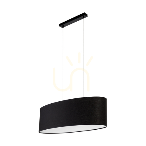 Kontrola Závěsné svítidlo Dove, 2xE27, Max. 40 W, černý kov / průhledný PVC kabel / černý stínidlo, 80 cm