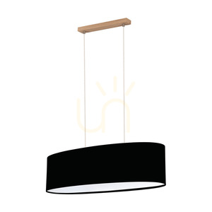 Závěsné svítidlo Dove, 2xE27, max.. 40 W, olejovaný dub / průhledný PVC kabel / černý stínidlo 80 cm small 2