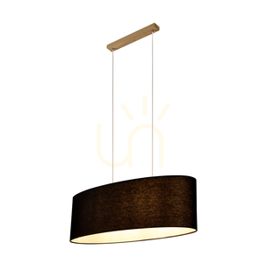 Závěsné svítidlo Dove, 2xE27, max.. 40 W, olejovaný dub / průhledný PVC kabel / černý stínidlo 80 cm small 3