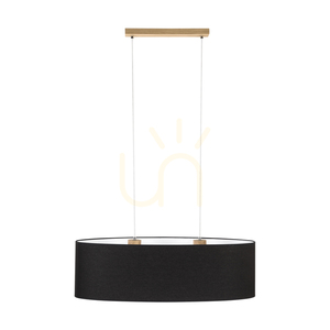 Závěsné svítidlo Dove, 2xE27, max.. 40 W, olejovaný dub / průhledný PVC kabel / černý stínidlo 80 cm small 0