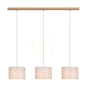 Závěsné svítidlo Dove, 3xE27, Max. 40 W, olejovaný dub / průhledný PVC kabel / bílé stínidlo, 100 cm small 1